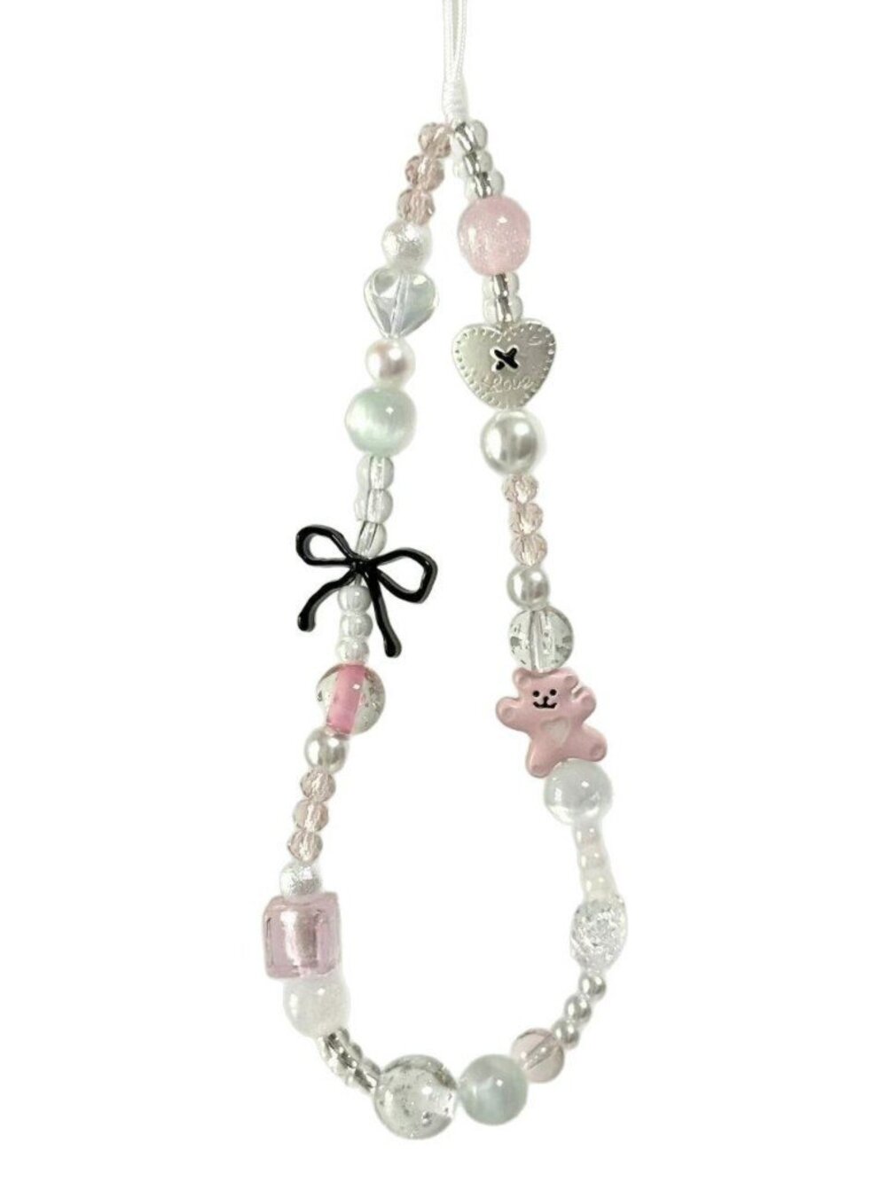 Bear and Bows Jewels Beaded Wrist Phone Strap